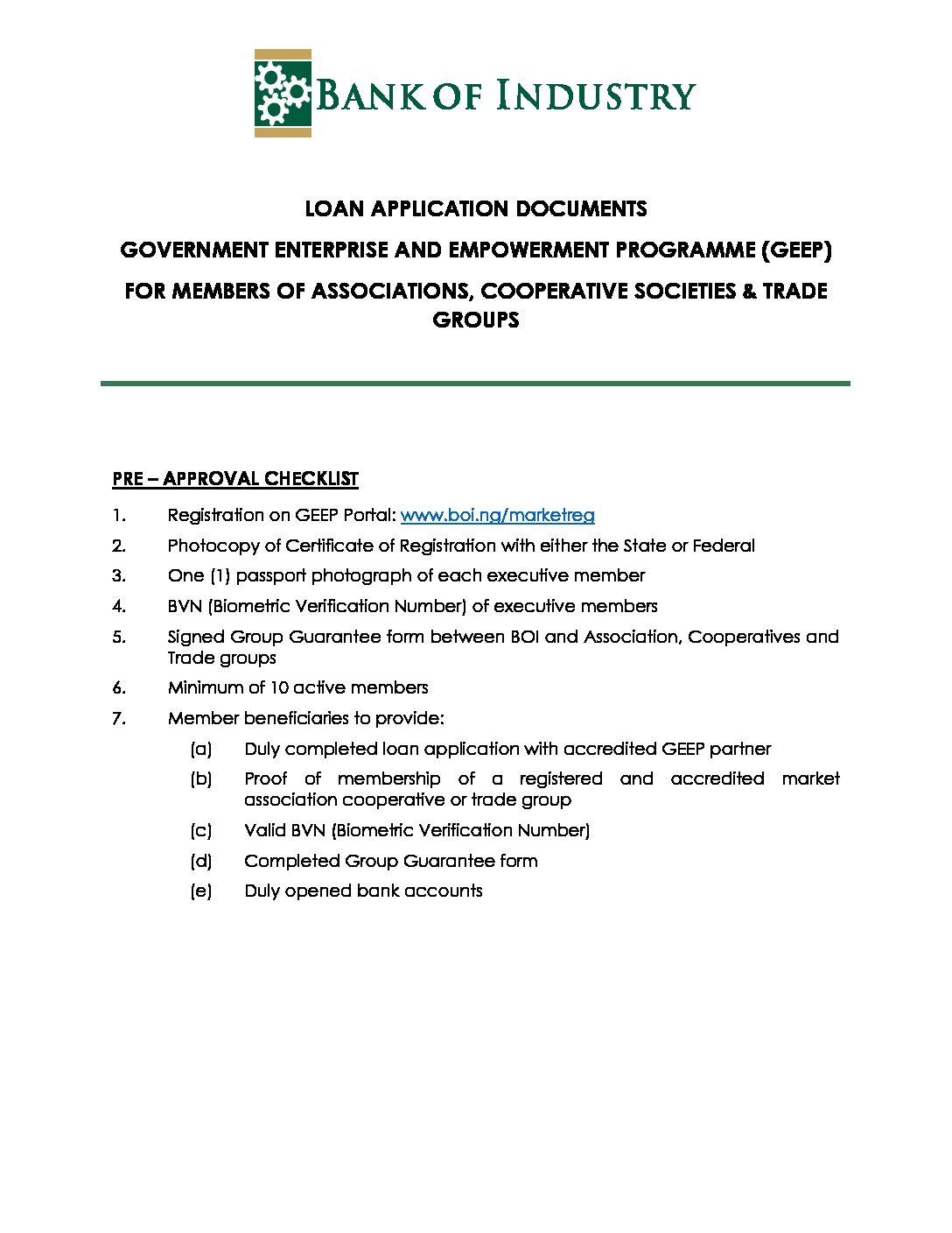 LOAN APPLICATION CHECKLIST GEEP 1 pdf DIA recruitment