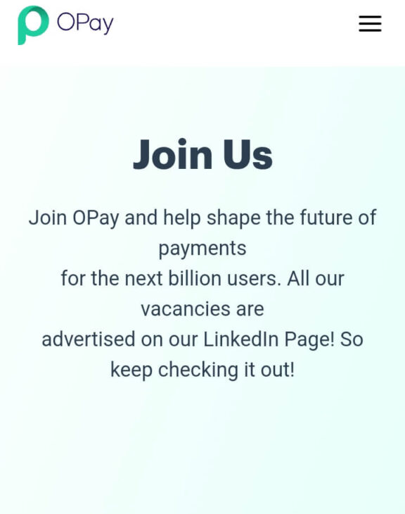 Opay Recruitment Application Form