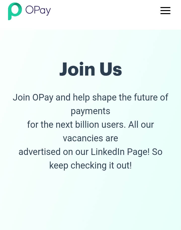 Opay Recruitment Application Form
